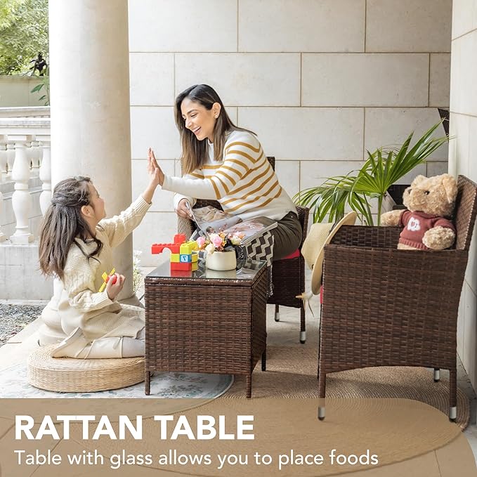Devoko Patio Porch Furniture Sets 3 Pieces PE Rattan Wicker Chairs - Image 5