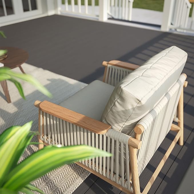 Acanva Modern All-Weather Aluminum Outdoor Patio Sofa - Image 3