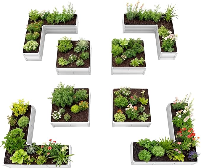 A ANLEOLIFE Set of 8, 18 Inch Tall Antique White Raised Garden Beds Kit by AAnleolife