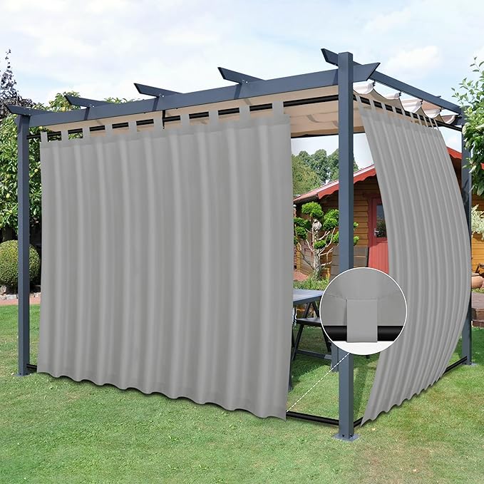 Easy-Going Outdoor Patio Curtains Detachable Tab Top Windproof Weatherproof by Easy-Going
