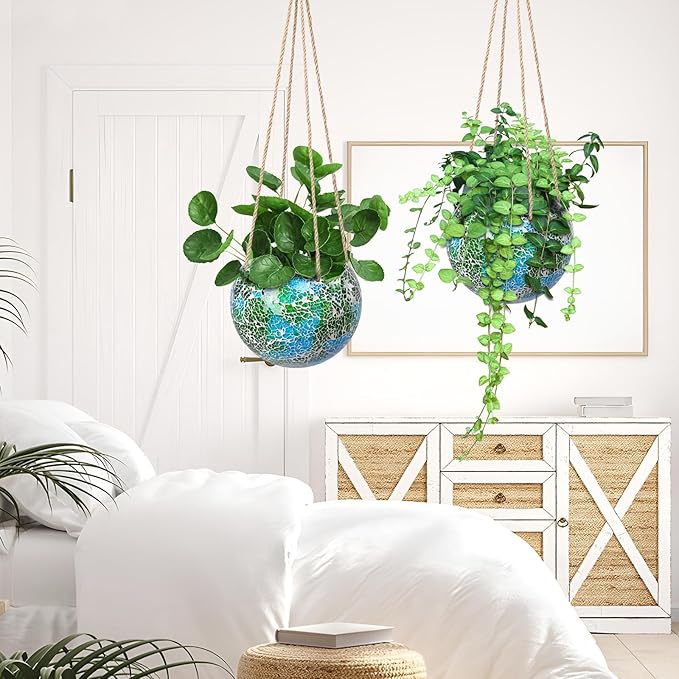 Hanging Planter Mosaic Garden Pot Small Flower Pot - Image 3