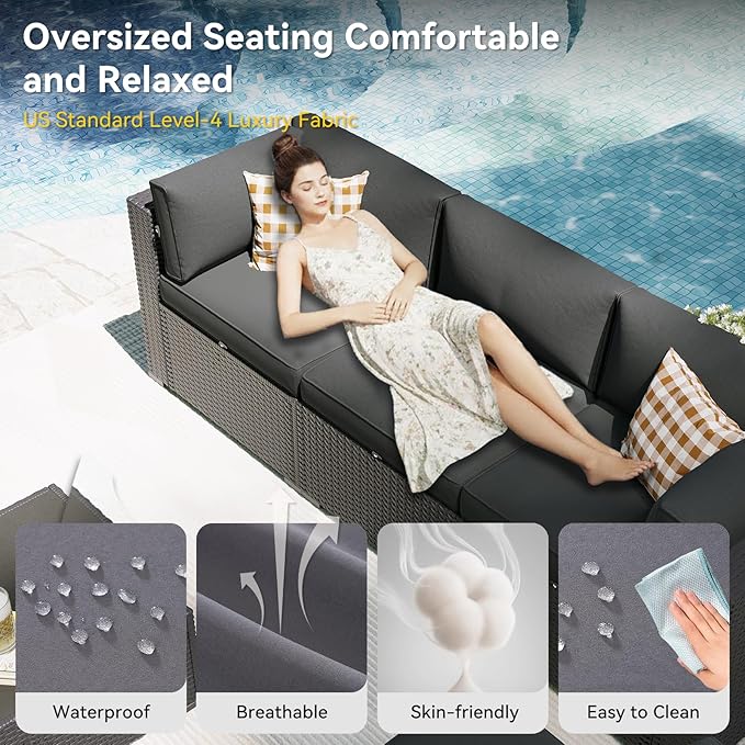 Aoxun Patio Furniture Set, 11 Piece Outdoor Sectional Sofas - Image 3