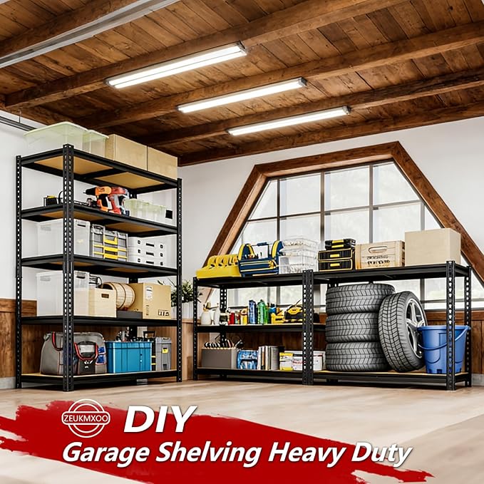 Heavy Duty Garage Shelving, 5-Tier Metal Storage Shelves, 2400LBS Shelving Unit - Image 7