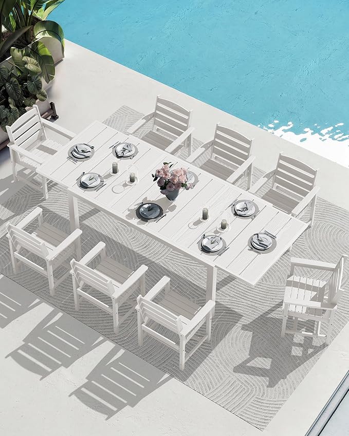 SERWALL 7-Piece Patio Dining Sets, All Weather HDPE Outdoor Furniture Set - Image 9