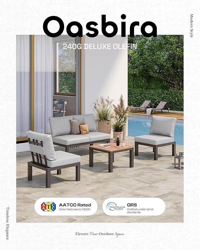 Aluminum Modular Outdoor Patio Furniture Set, 6 Seats Patio Sectional Sofa Set - Image 7