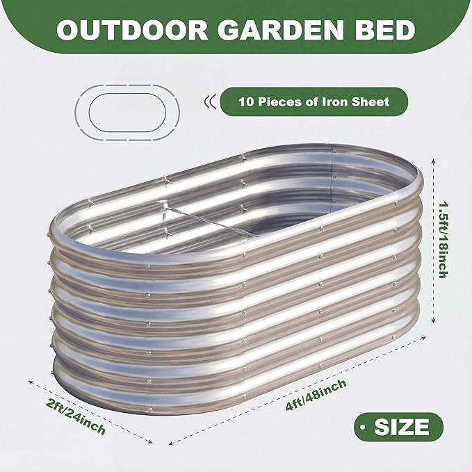 AHEONLAR 3 Pack 4×2×1.5ft Galvanized Raised Garden Beds Outdoor, Sturdy Planter - Image 3