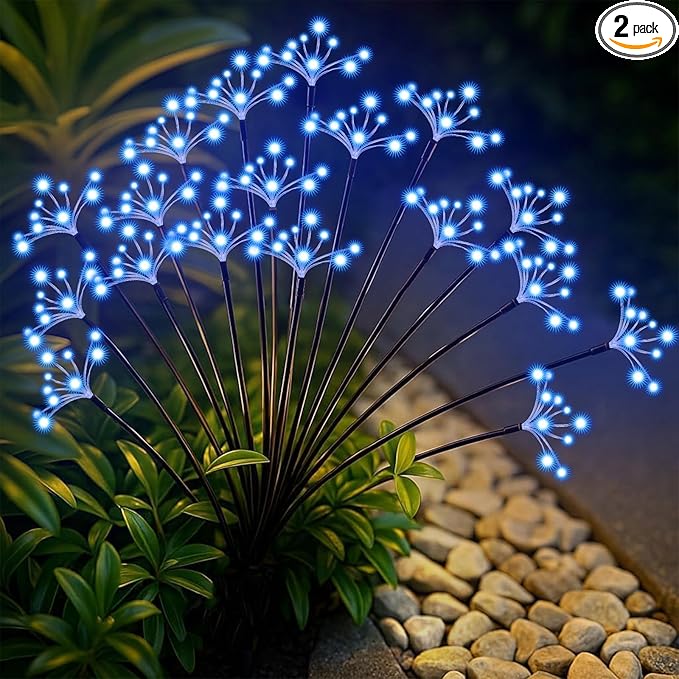 Solar Garden Lights 2 Pack Waterproof Swaying Starburst Light Solar Outdoor by Slyuexu
