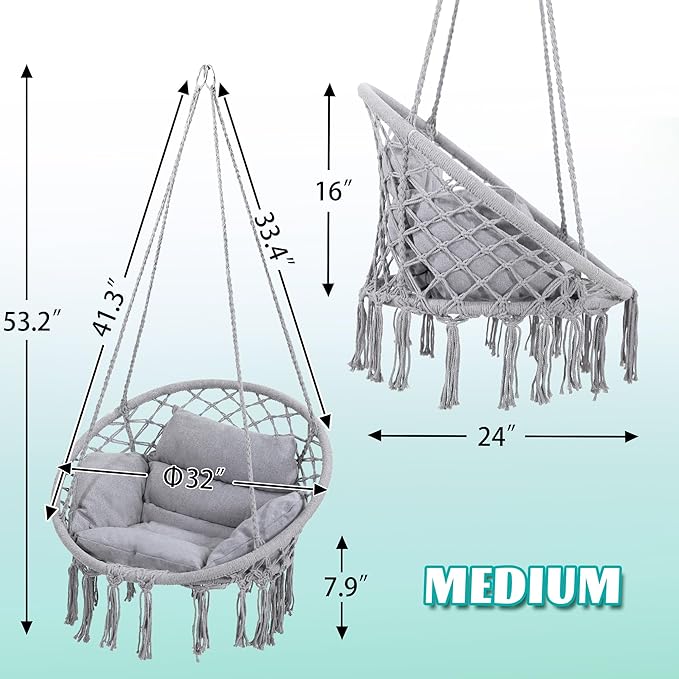 Macrame Hammock Hanging Swinging Chair - Image 5