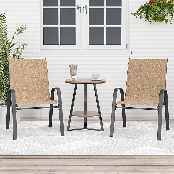 Patio Chairs Set of 2, Outdoor Dining Chairs Stackable by furniture