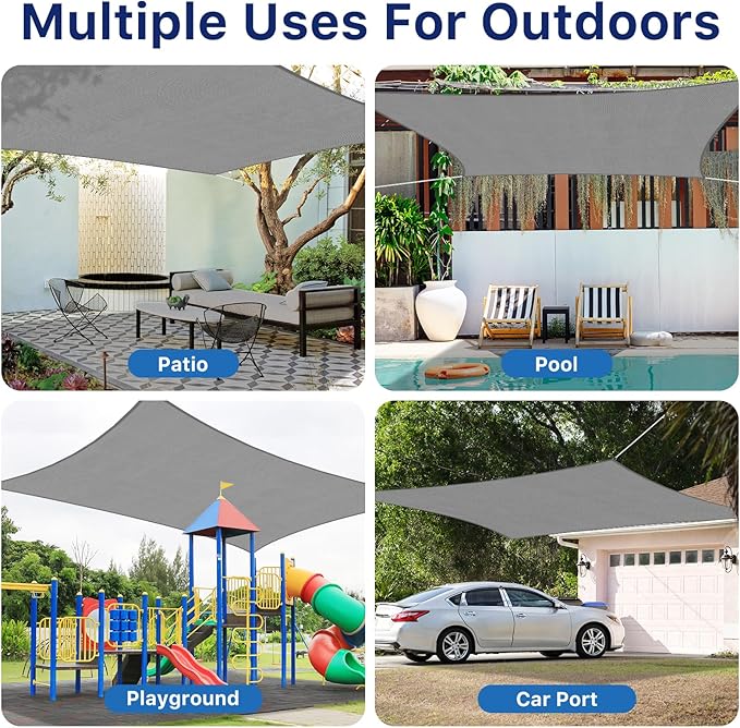 12'x16' Sun Shade Sail, UV Protection Outdoor Shade, Curved Tear Resistant - Image 7