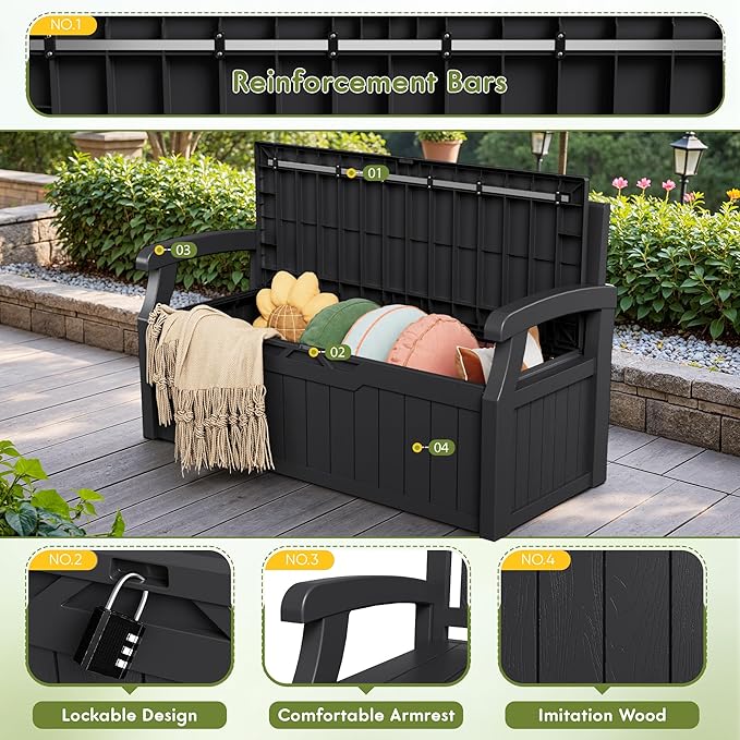 Greesum 80 Gallon Storage Bench Outdoor Deck Box - Image 4