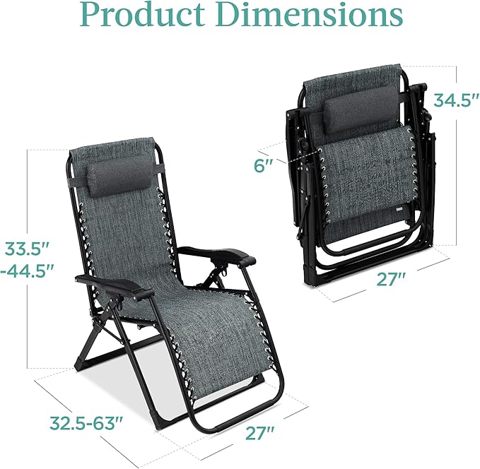 Best Choice Products Oversized Zero Gravity Chair, Folding Outdoor Patio - Image 3