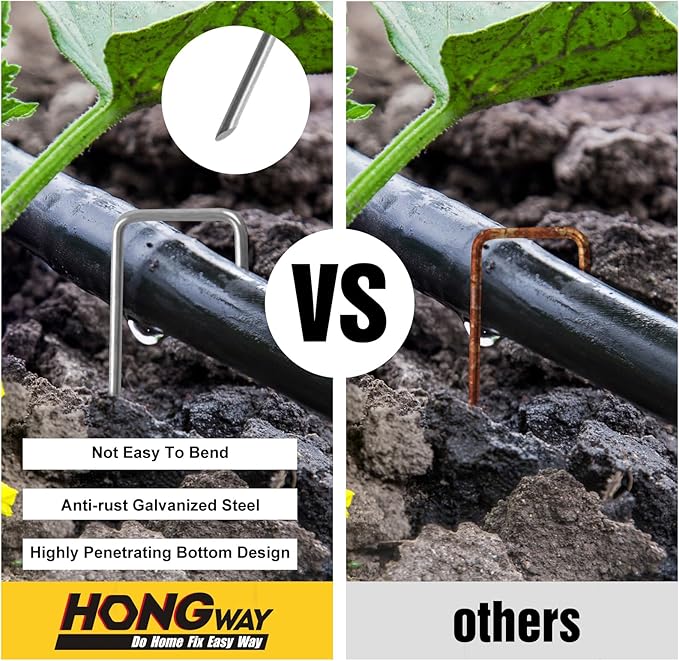 HongWay 60 Pack 6 Inch Landscape Staples, Galvanized Garden Stakes 11 Gauge - Image 5