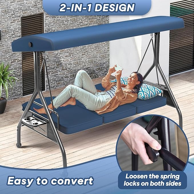 3 Seat Outdoor Porch Patio Swing - Image 5