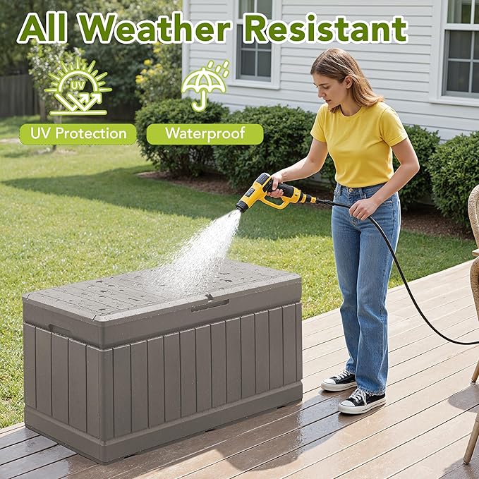 Devoko 78 Gallon Deck Box, Waterproof Resin Outdoor Storage Box - Image 4