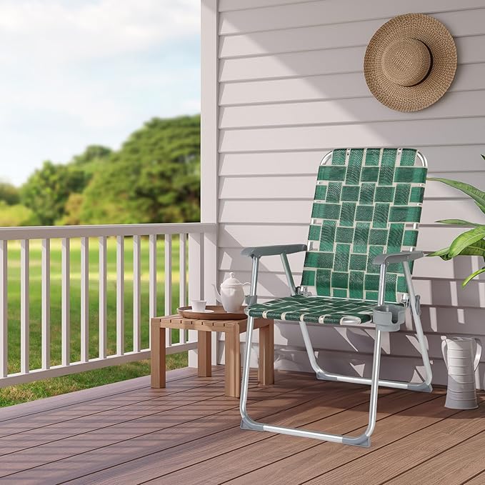 VINGLI Folding Aluminum Webbed Lawn Chairs - Image 2