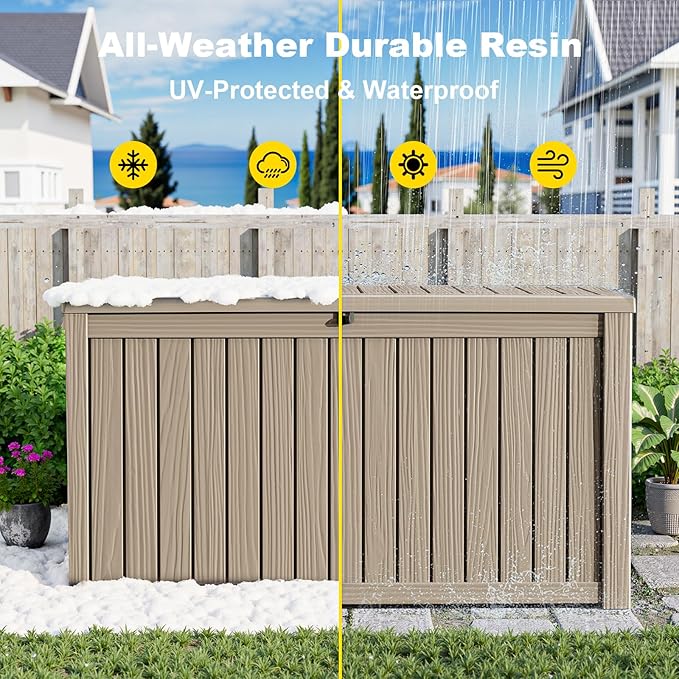200 Gallon Outdoor Deck Box, Lockable Waterproof Outdoor Storage Boxes - Image 7