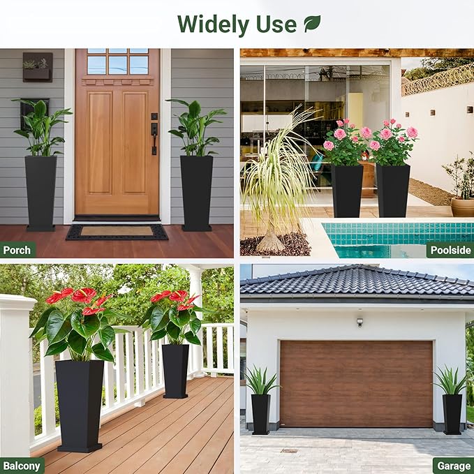 Tall Outdoor Planters Set of 2, 24 inch Tall Planters - Image 8