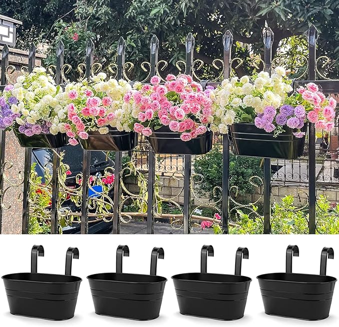 OGIMA 8pcs Hanging Planters Flower Pots, Metal Iron Wall Planter Indoor/Outdoor - Image 6