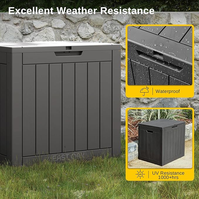 EAST OAK Outdoor Storage Box, 31 Gallon Deck Box, Waterproof Resin Storage Bin - Image 3