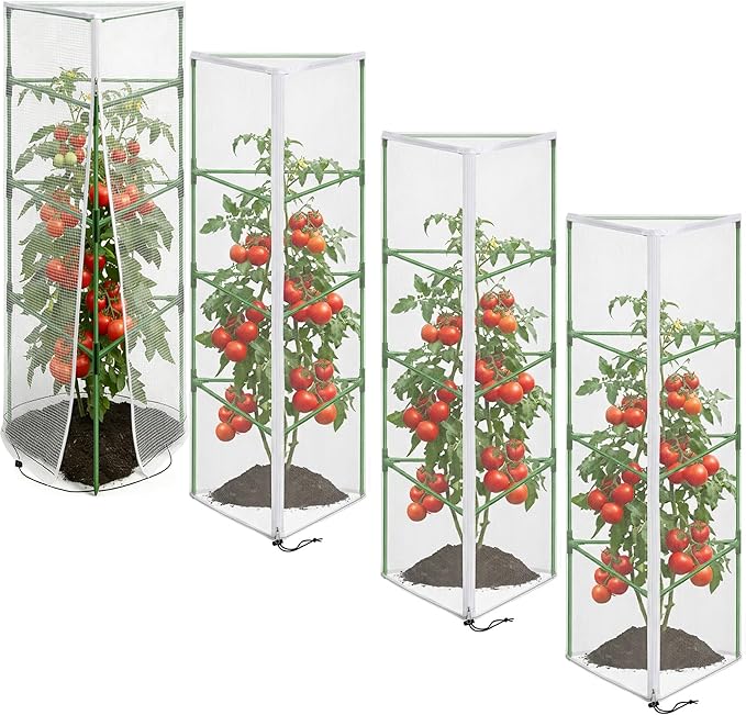 4 Pcs Garden Bird Netting for Triangle Plant Cage, Tomato Trellis Insect Bird by PurpleStar