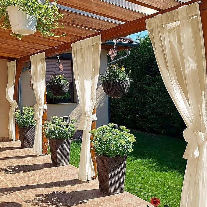 SpaceDresser Waterproof Outdoor Sheer Curtains - Image 4