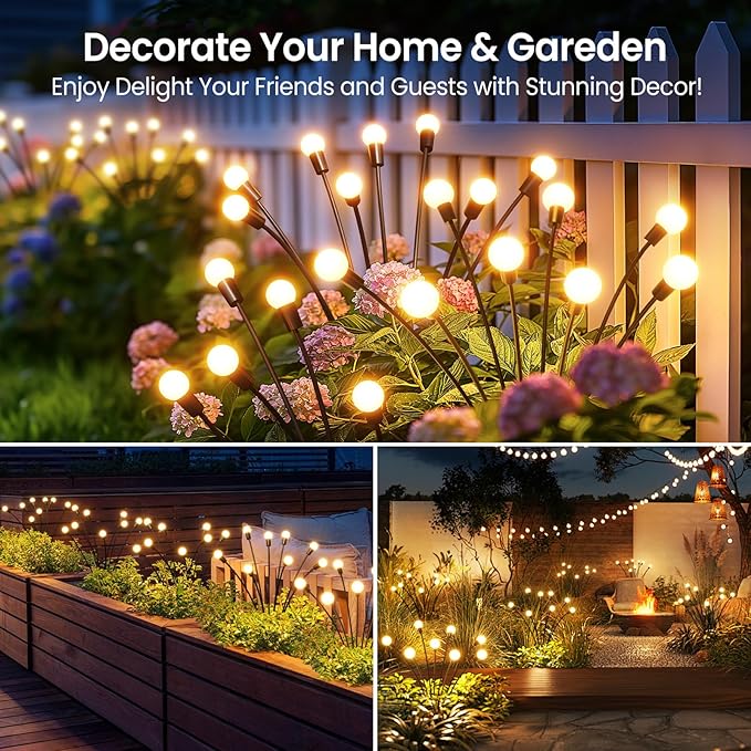LETMY Solar Lights Outdoor, 4 Pack 32 LED Swaying Solar Garden Lights, Firefly - Image 5