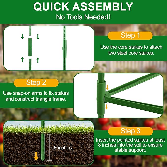 WAENLIR 3-Pack Tomato Cage for Garden, Plant Stakes for Pots, Durable Tomato - Image 7