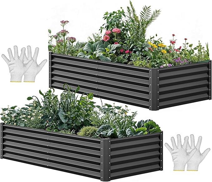 YITAHOME 72x36x18 in 2pcs Galvanized Raised Garden Bed Kit, Large Metal Planter by YITAHOME