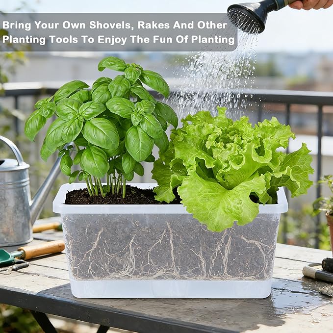Window Box Planter 6 Packs, 13.8 Inches Rectangle Flower Pots - Image 4
