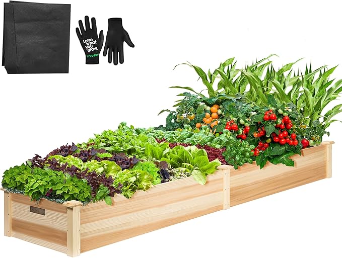 VIVOSUN 8×2Ft Wooden Raised Garden Bed, Outdoor Wood Planter Box by VIVOSUN