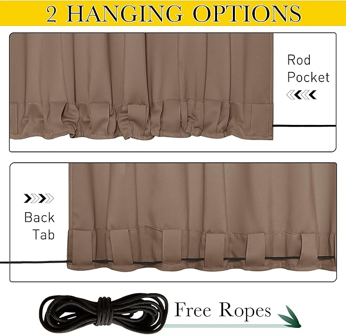 NICETOWN 2 Panels Blackout Patio Waterproof Outdoor Curtains, Insulated Top & - Image 3