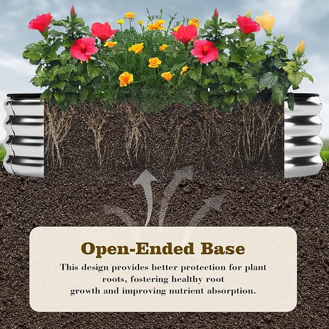 Galvanized Metal Planter Round Raised Garden Bed Kit - Image 3