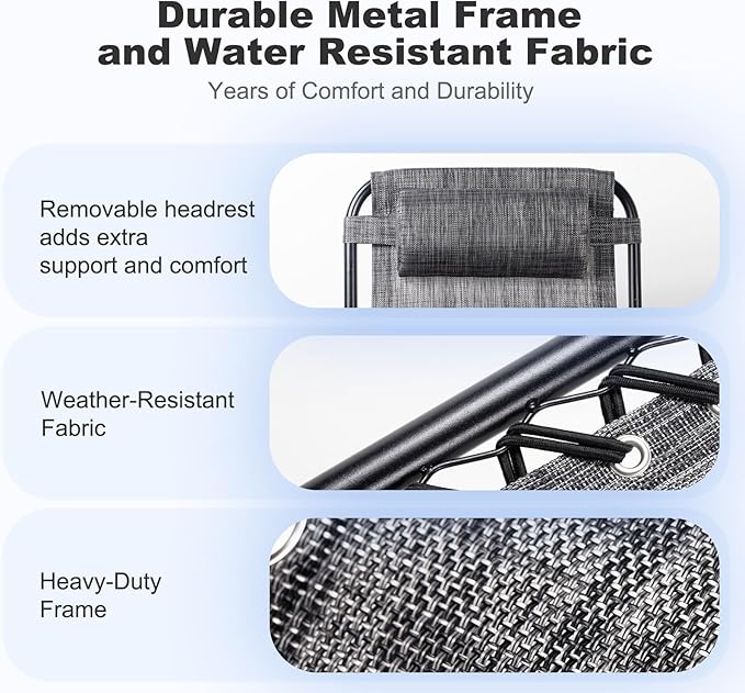 Nazhura Set of 2 Relaxing Recliners Patio Chairs Adjustable Steel Mesh Zero - Image 6