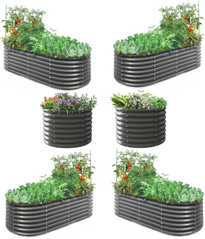 A ANLEOLIFE 6-Pack 6X3X2ft & 3x3x2ft Deep Root Galvanized Raised Garden Beds by AAnleolife