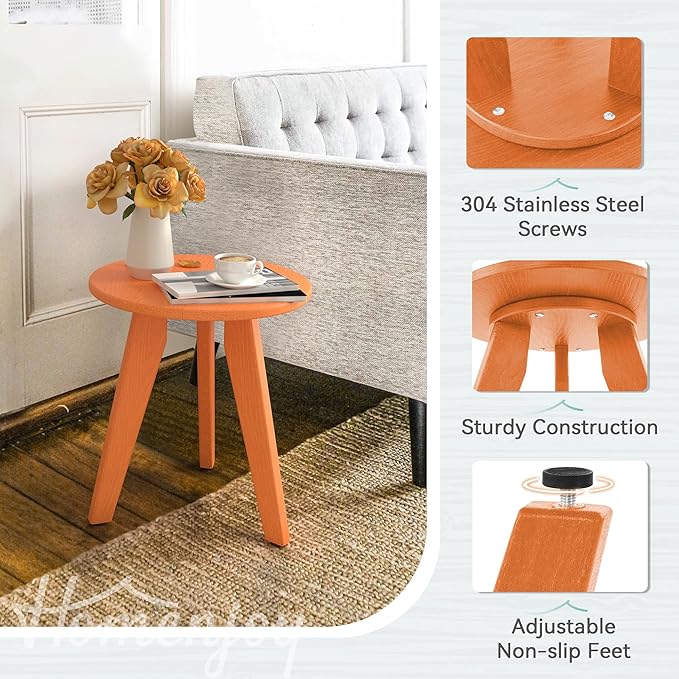 HDPS Outdoor Side Table, Small Round Side Table Weather-Resistant, Outdoor Side - Image 5