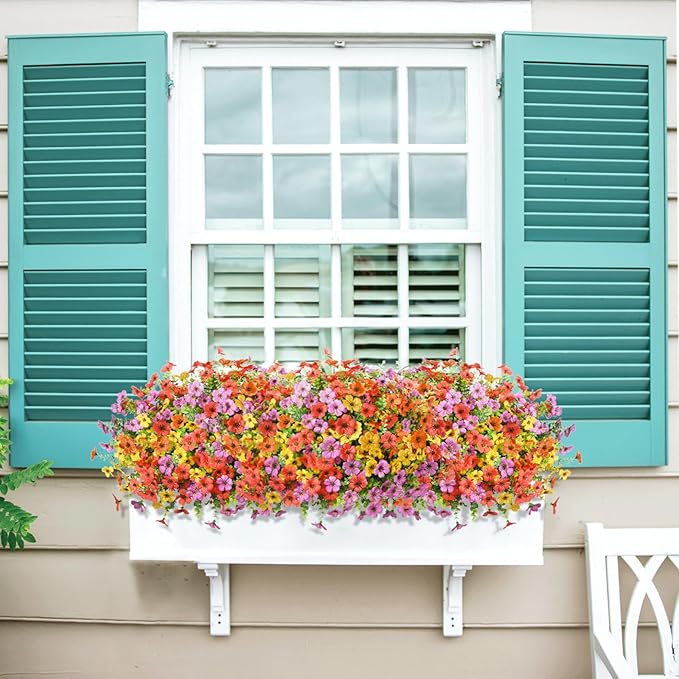 Artificial Flowers Faux Plants Outdoor Fake Flowers Spring Decor, 12 Bundles - Image 7