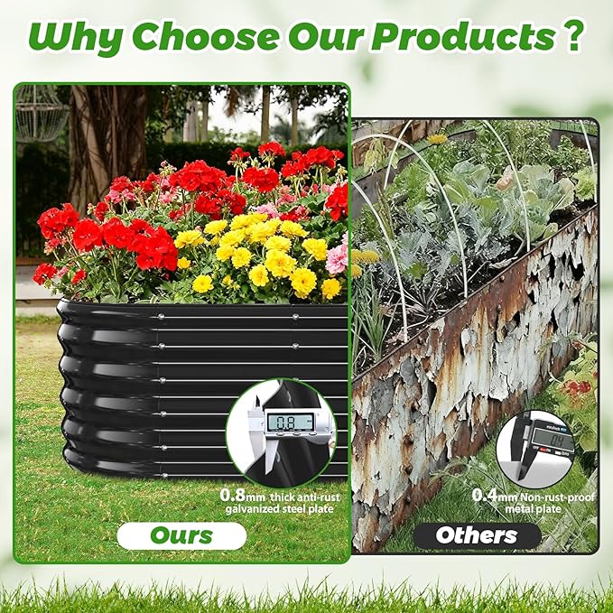 17" Tall Outdoor Garden Raised Garden Bed Kits, 4ft X 2ft Oval, 0.8MM Thick - Image 5
