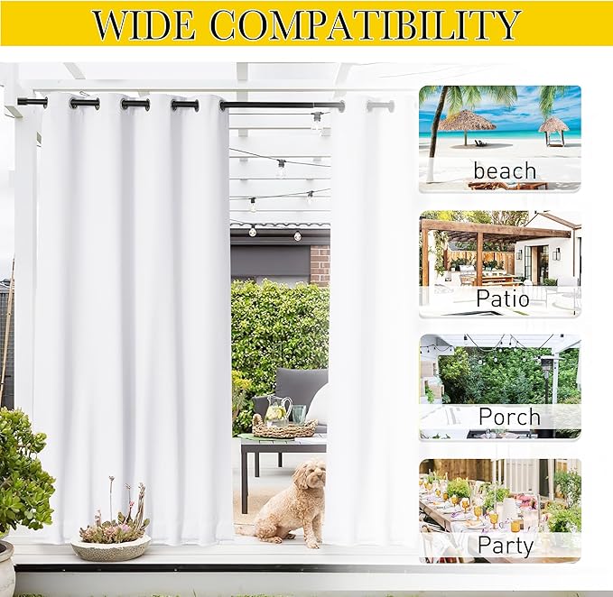 NICETOWN 2 Panels Weighted Blackout Outdoor Curtains - Image 7