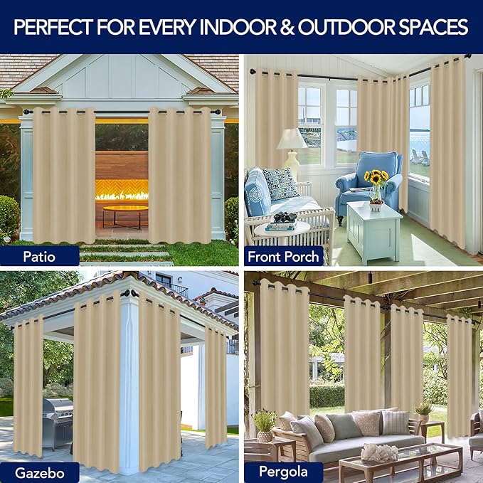 PureFit Outdoor Curtains for Patio Waterproof – Weatherproof, UV and Fade - Image 5