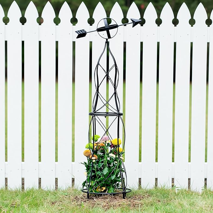 41-Inch Metal Obelisk Trellis – Elegant Garden Support - Image 5