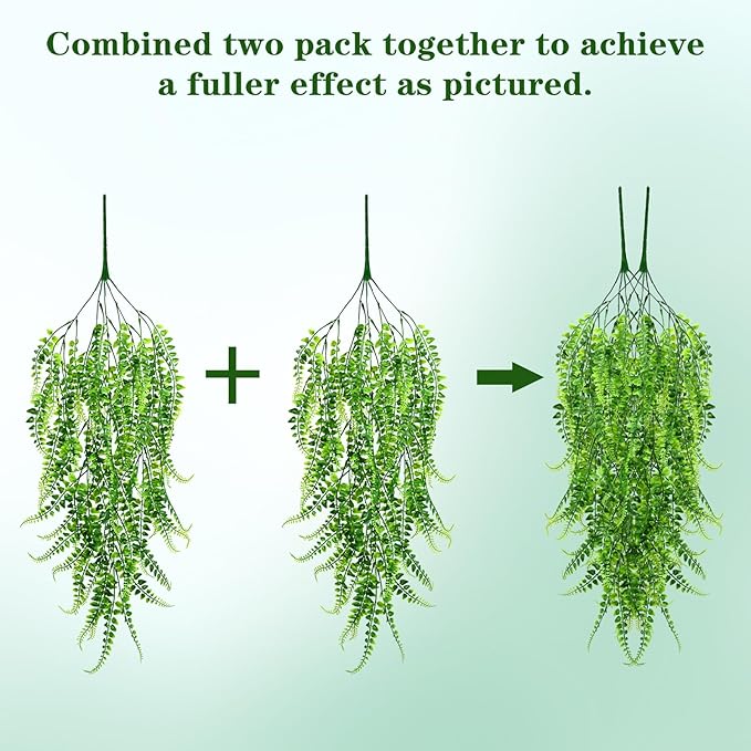 Waipfaru 4Pcs Fake Ferns Fake Hanging Plants Artificial Ferns - Image 5