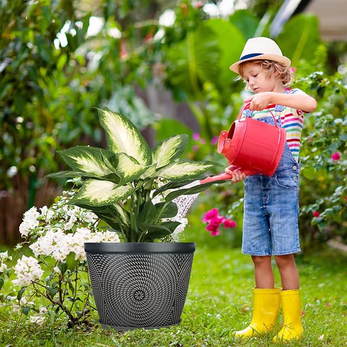 Quarut 15 Inch 4 Pack Large Plant Pots, Plastic Flower Pot - Image 2