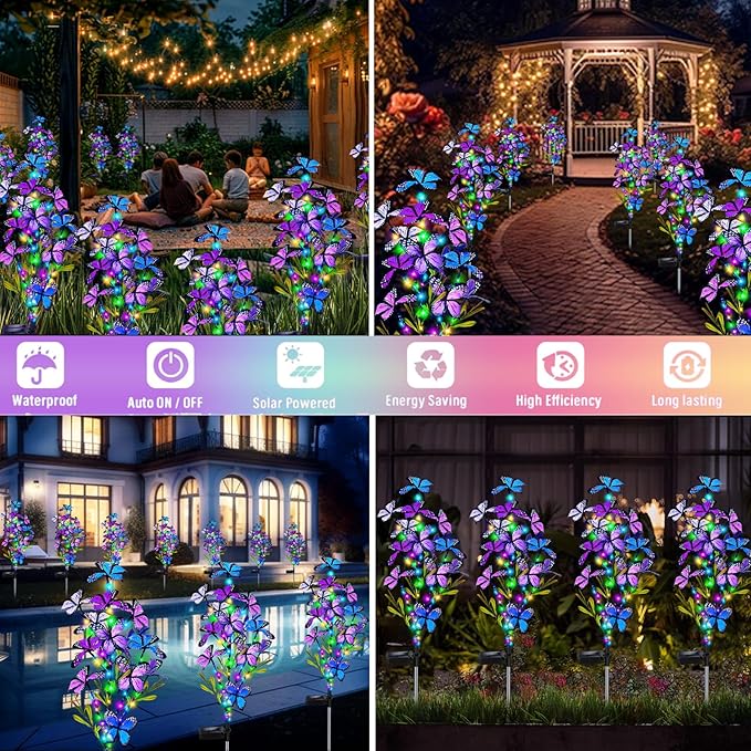 Solar Garden Lights Outdoor Waterproof, 6 Pack Solar Butterfly Lights - Image 6
