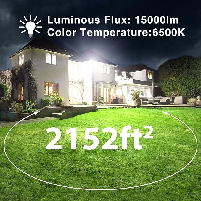 Onforu 150W LED Flood Light Outdoor, 15000LM Security Lights, IP66 Waterproof - Image 3