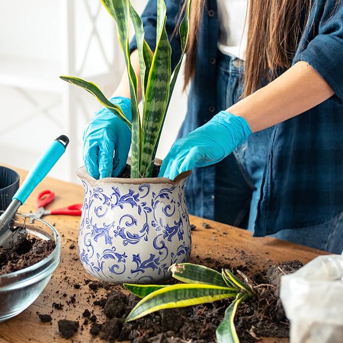 6 Inch Ceramic Plants Pots Vintage Ceramic Flower Planters Crackle Glaze Finish - Image 6