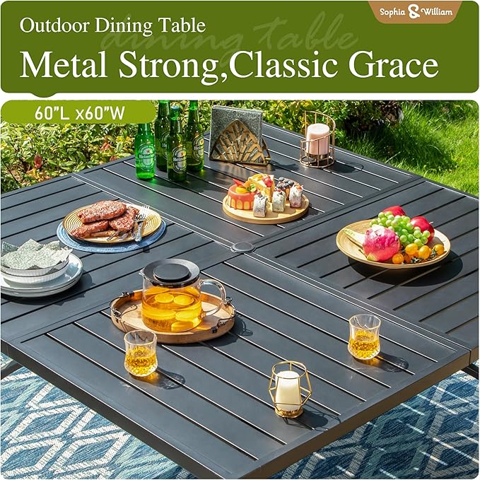 Sophia & William Outdoor Patio Dining Set 9 Pieces, 8 x Textilene Swivel Patio - Image 6