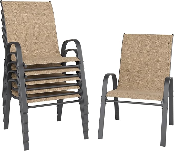Patio Chairs Set of 6, Outdoor Dining Chairs Stackable by furniture