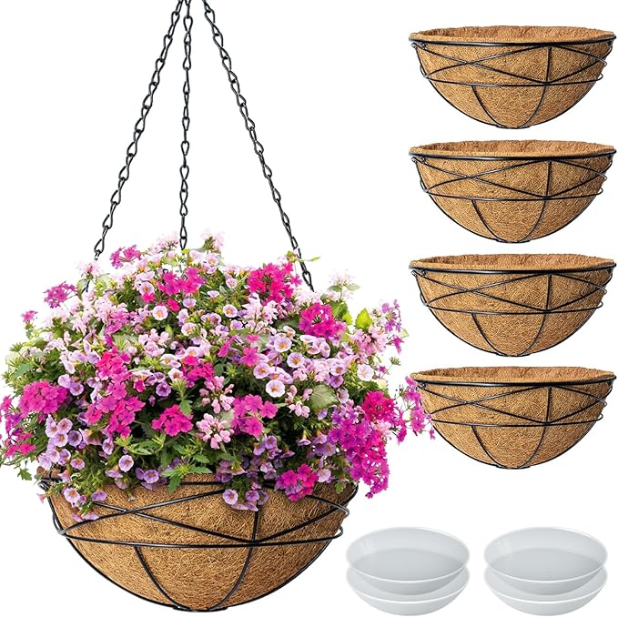 4 Pack 10 Inch Hanging Planters Metal Wire Flower Baskets by KarlliuHOMEGARDEN