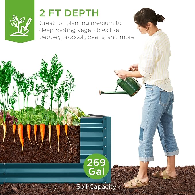 Best Choice Products 6x3x2ft Outdoor Metal Raised Garden Bed, Deep Root Box - Image 3